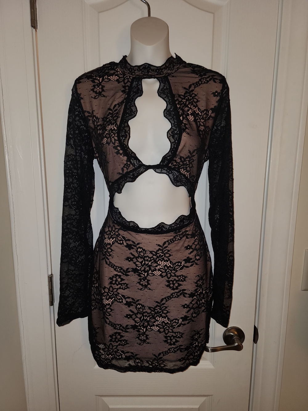 Black Lace Cutout Mini Dress